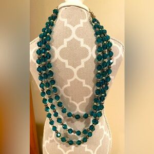 Green/Teal Hues Necklace with Cascading Strands